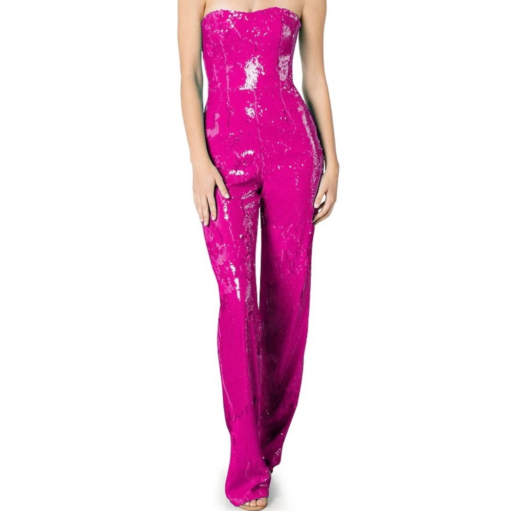 Dress the Population Hot Pink Sequin Jumpsuit